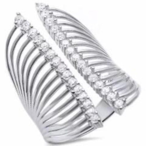 Womens Sterling Silver .925 Paved Zironia Cocktail Ring