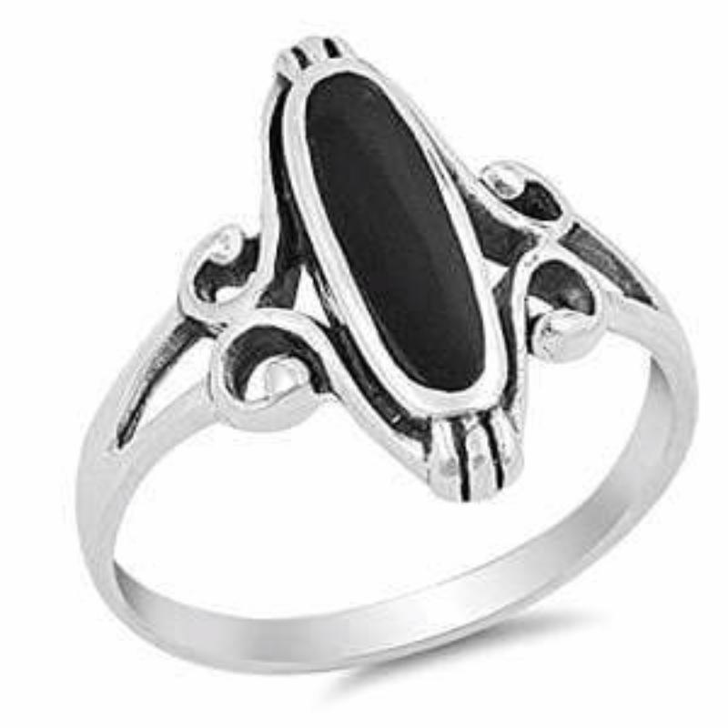 Sterling Silver .925 Black Onyx Oval Ring