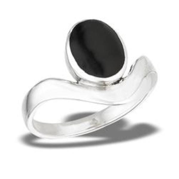 Womens Sterling Silver 925 Black Onyx Oval Ring Size 7