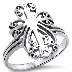 Sterling Silver .925 Filigree Cross Ring