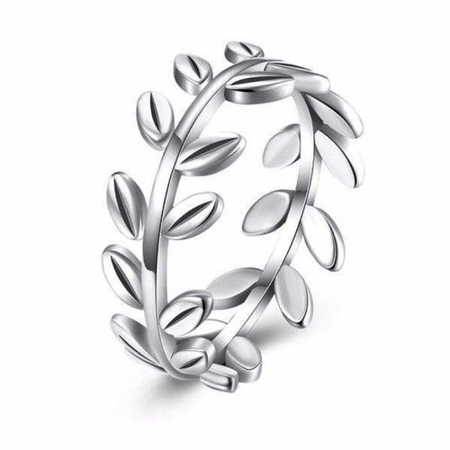 Womens Sterling Silver .925 Leaf Band Ring