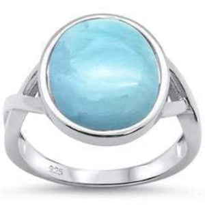 Sterling Silver .925 Natural Larimar Ring