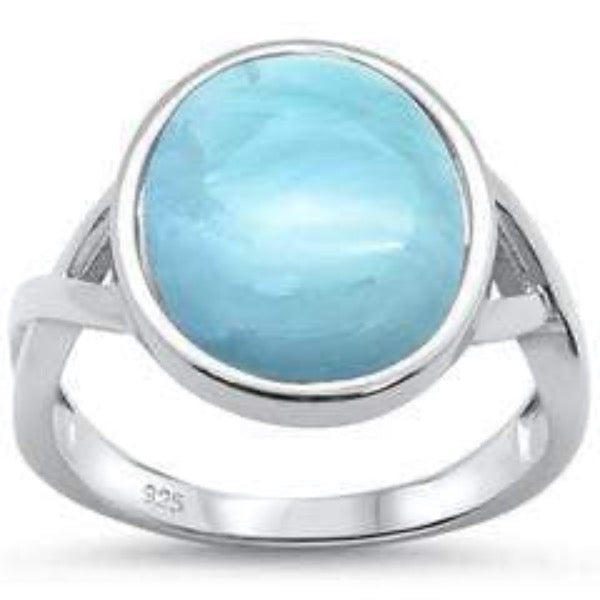 Sterling Silver .925 Natural Larimar Ring