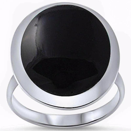 Womens Sterling Silver .925 Round Cocktail Black Onyx Ring Size 7