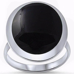 Sterling Silver .925 Round Cocktail Black Onyx Ring