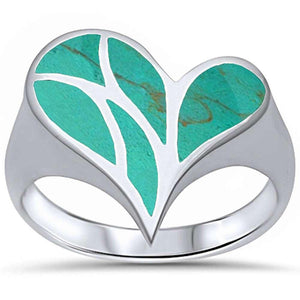 Womens Sterling Silver .925 Turquoise Heart Ring