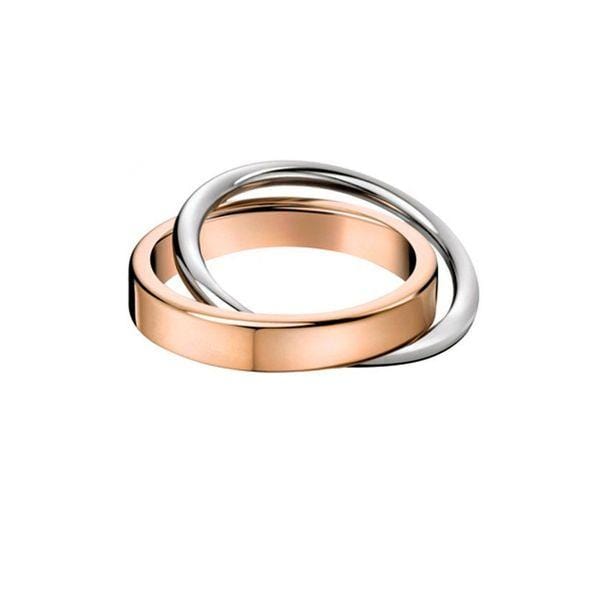 Womens Stainless Steel Double Band Interlocking Rings