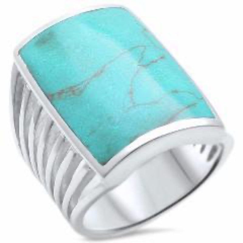 Womens Sterling Silver .925 Cocktail Ring Size 8 Turquoise Statement Fine Jewelry