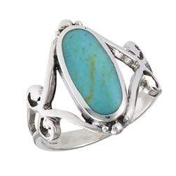 Womens Sterling Silver .925 Turquoise Oval Ring Size 8