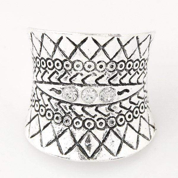 Womens Fashion Ring Size 7/8.5 Antique Silver Metal Statement Ring