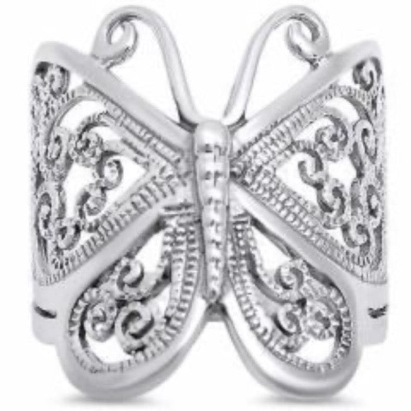 Womens Butterfly Silver Stainless Steel Ring size 7 Fashion Jewelry