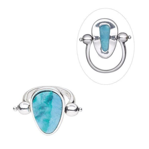 Blue Green Swivel Face Ring