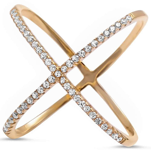 Womens Sterling Silver .925 Cocktail Rings Criss Cross Zirconia Fine Jewelry
