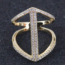 Load image into Gallery viewer, Gold Studded Cubic Zirconia Fashion Ring