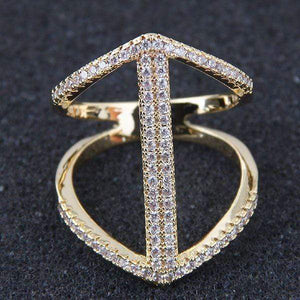 Gold Studded Cubic Zirconia Fashion Ring