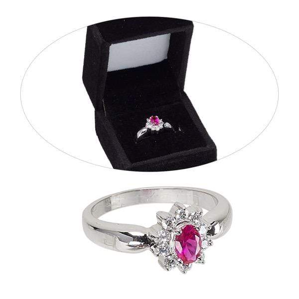Red Ruby Oval Zirconia Ring