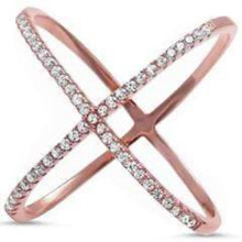 Load image into Gallery viewer, Womens Sterling Silver .925 Cocktail Rings Criss Cross Zirconia Fine Jewelry