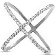 Load image into Gallery viewer, Womens Sterling Silver .925 Cocktail Rings Criss Cross Zirconia Fine Jewelry