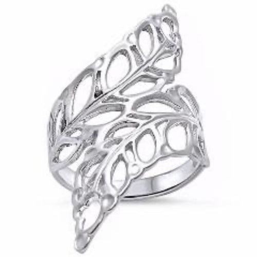 Womens Sterling Silver .25 Filigree Leaf Ring Size 6