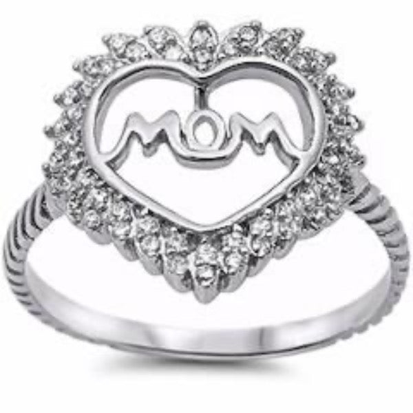 Sterling Silver .925 Zirconia  Mom Ring