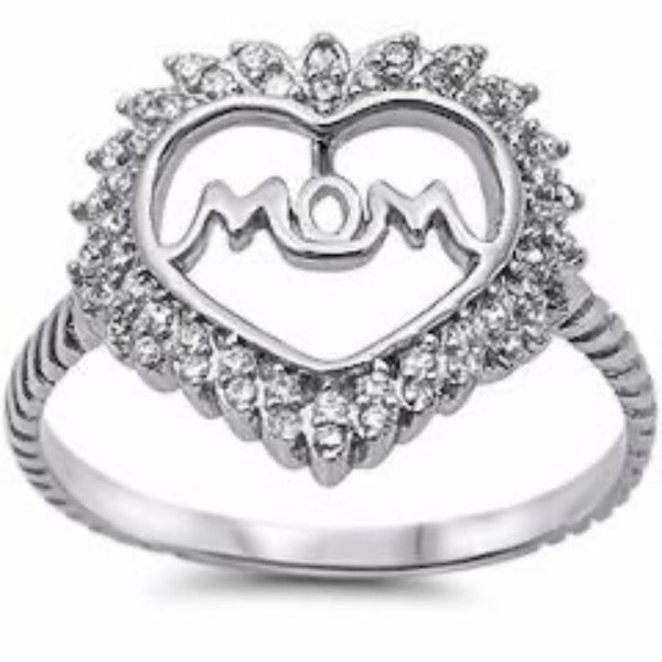 Sterling Silver .925 Zirconia  Mom Ring Size 6