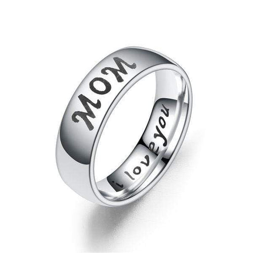 Womens Stainless Band Ring Inscribed I Love You Mom Size 8
