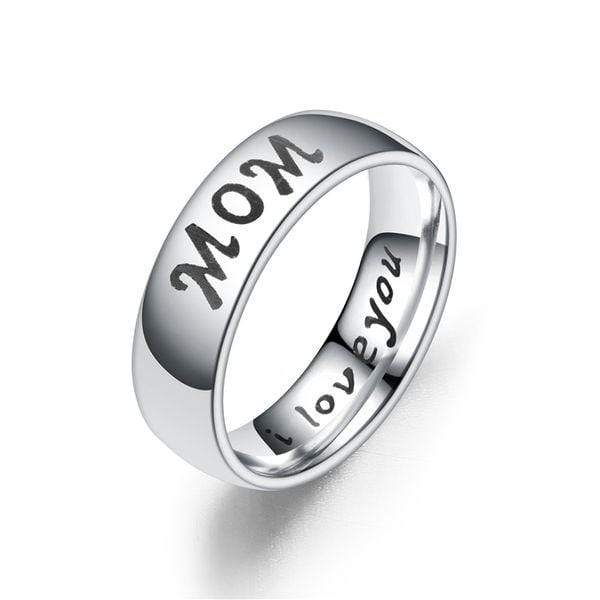 Womens Stainless Band Ring Inscribed I Love You Mom Size 8
