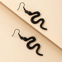 Load image into Gallery viewer, Etta&#39;J Jewelry Womens Black Snake Metal Dangle Earrings